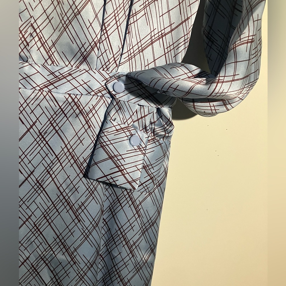 Equipment Blue and Rust red Plaid Long Sleeve Dress - Picture 6 of 15